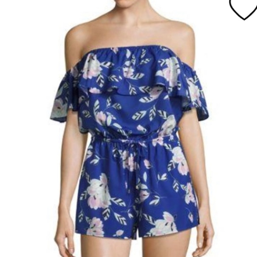 Yumi Kim Blue Floral Wild Side Romper Size L